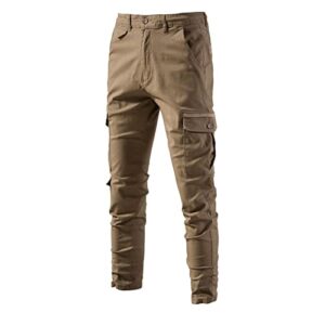 samst cargo pants for men, men hiking cargo pants outdoor golf jogger work pants hiking tactical loose straight leg trousers(khaki,m)