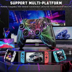 Forlleco Switch Controller, Wireless Switch Pro Controller for Switch/Switch Lite/Switch OLED/PC, Nintendo Switch Controller with Cool LED Light, Vibration, Gyro Axis, Adjustable Turbo and Wake Up