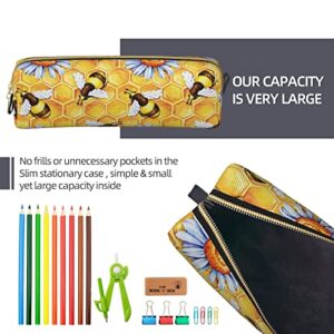 IMPCOKRU Small Pencil Bag Study Pencil Bag Key Pouch,Honeybee and Golden Hive,Stationery Storage Pencil Case for School Office Travel