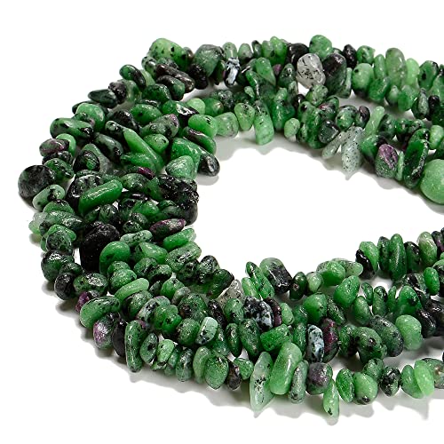 PLTbeads 7-8mm Natural Ruby Zoisite Gemstone Chips Beads Healing Crystals Waist Bracelets Necklace Kit Irregular Stone DIY Crafts Design Jewelry Making