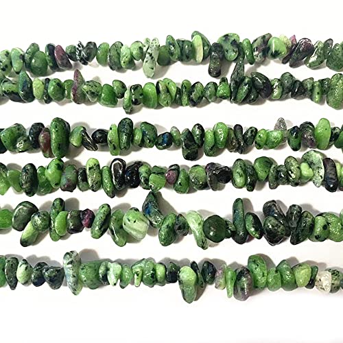 PLTbeads 7-8mm Natural Ruby Zoisite Gemstone Chips Beads Healing Crystals Waist Bracelets Necklace Kit Irregular Stone DIY Crafts Design Jewelry Making