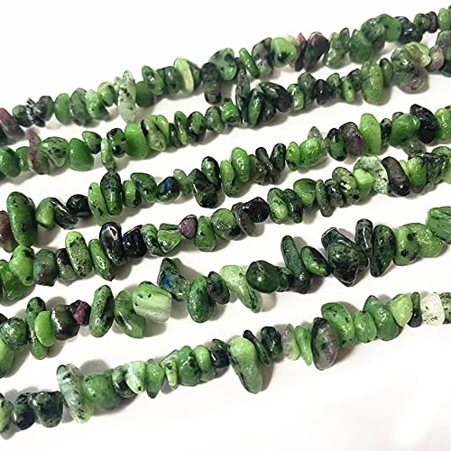 PLTbeads 7-8mm Natural Ruby Zoisite Gemstone Chips Beads Healing Crystals Waist Bracelets Necklace Kit Irregular Stone DIY Crafts Design Jewelry Making