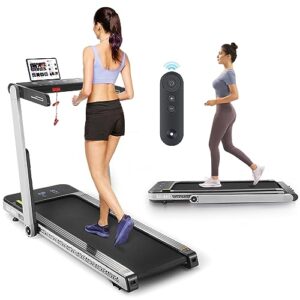 treadmills for home, walking pad treadmill under desk，2 in 1 foldable treadmill standing , portable running machine max 300 lbs weight for office and apartment with speaker,app, remote control