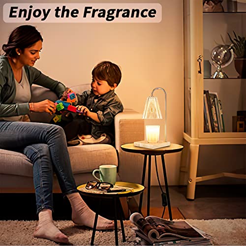 SESIIduo Candle Warmer Lamp, Timer & Dimmable for Jar Candles, Melter Electric Scented Candle Electric Melter Light with 2 Bulbs, Home Decor and Gift for Mother, Her, Wedding-Glass Wood