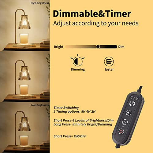 SESIIduo Candle Warmer Lamp, Timer & Dimmable for Jar Candles, Melter Electric Scented Candle Electric Melter Light with 2 Bulbs, Home Decor and Gift for Mother, Her, Wedding-Glass Wood