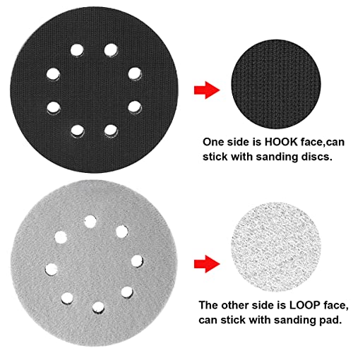 BESULEN 2 Pcs Hook and Loop Soft Sponge Cushion Buffing Backing Pads, 5 Inch 8 Hole Thick Soft Density Interface Buffer Mat, Foam Pad for Orbital Sander & Polishers, Universal Auto Accessories