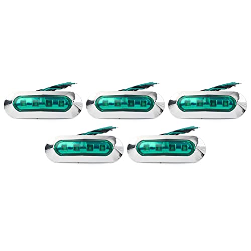 Lirun Motorcycle 5 Pcs Universal 4 LED Side Marker Clearance Light Green Lens For Truck Trailer Pickup SUV Caravan