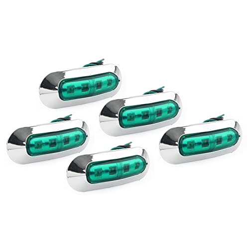 Lirun Motorcycle 5 Pcs Universal 4 LED Side Marker Clearance Light Green Lens For Truck Trailer Pickup SUV Caravan