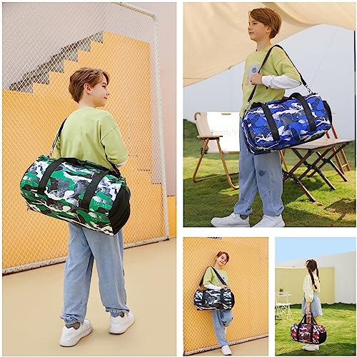 Lmwzh Travel Duffle Gym Sports Bag Dance Weekender Overnight Cheer Suitable For Kids Teen And Adults With Shoe Compartment Wet Pocket (Green)