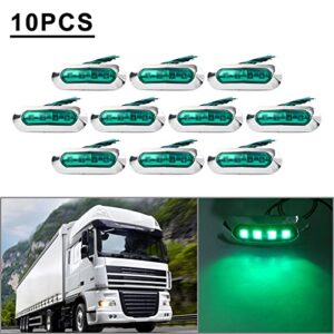 Lirun Motorcycle 10 Pcs Universal 4 LED Side Marker Clearance Light Green Lens For Truck Trailer Pickup SUV Caravan