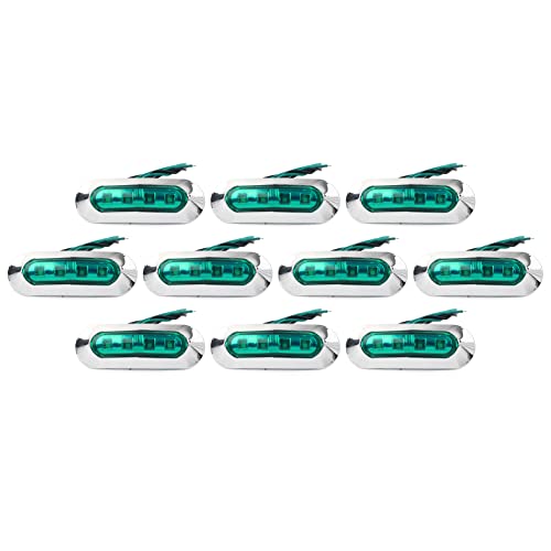 Lirun Motorcycle 10 Pcs Universal 4 LED Side Marker Clearance Light Green Lens For Truck Trailer Pickup SUV Caravan