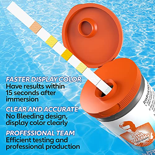 Pool and Hot Tub Test Strips - Medical-Grade Precision 3-1 4-1 7-1 Pool Test Kit - Testing pH, Free Chlorine(Bromine), Total Alkalinity & Cyanuric Acid and So on - Pool Water Test Kit