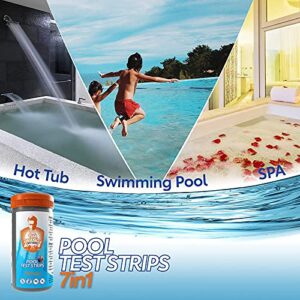 Pool and Hot Tub Test Strips - Medical-Grade Precision 3-1 4-1 7-1 Pool Test Kit - Testing pH, Free Chlorine(Bromine), Total Alkalinity & Cyanuric Acid and So on - Pool Water Test Kit