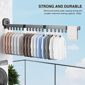 EXQ Home Clothes Drying Rack,Drying Rack Clothing Wall Mounted with Suction Cup Base,Tri Folding Clothing Rack,Clothes Drying Rack Folding Indoor with Telescopic Link (Osculum Type)