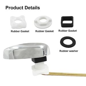 Moicstiy Toilet Handle Replacement Kit Toilet Chrome Finish Tank Flush Lever with Stainless Steel Flapper Chains, with Seal Gasket and Nut, Universal Toilet Trip Replace for Mount Toilet