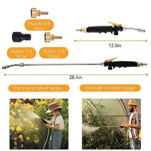 28" Sprayer Wand, Replacement Sprayer Wand, 3/8” & 1/4" Brass Barb, Replacement Wand For Sprayer, Adjustable Stainless Steel Garden Sprayer Wand with Shut-Off Valve, With 2 Hose Clamps & Hose Connects