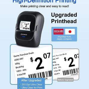 CLABEL Barcode Label Printer, 221B Bluetooth Thermal Label Maker Printer for Addresses, Business, Clothing, Labeling, Mailing, Compatible with Android & iOS System, with 1 Roll Label