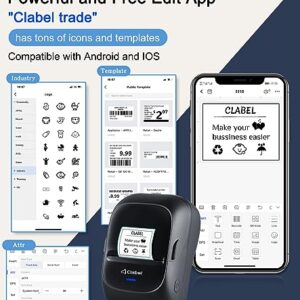 CLABEL Barcode Label Printer, 221B Bluetooth Thermal Label Maker Printer for Addresses, Business, Clothing, Labeling, Mailing, Compatible with Android & iOS System, with 1 Roll Label