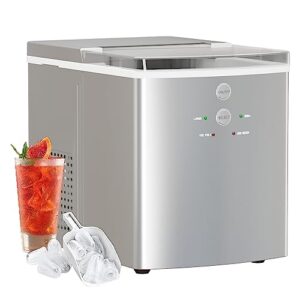 ice maker countertop - 35lbs/24h auto self-cleaning, 18 bullect ice cubes in 12 mins, portable & compact ice maker machine with ice scoop & baske for home/kitchen/party/camping,silver