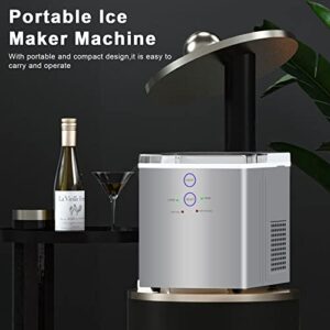 Ice Maker Countertop - 35Lbs/24H Auto Self-Cleaning, 18 Bullect Ice Cubes in 12 Mins, Portable & Compact Ice Maker Machine with Ice Scoop & Baske for Home/Kitchen/Party/Camping,Silver