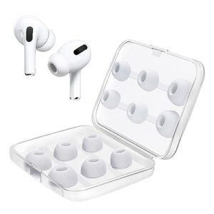 6 pairs replacement ear tips for airpods pro and airpods pro 2nd generation with noise reduction hole, silicone earbuds tips for airpods pro with portable storage box (sizes, s/m/l, white)