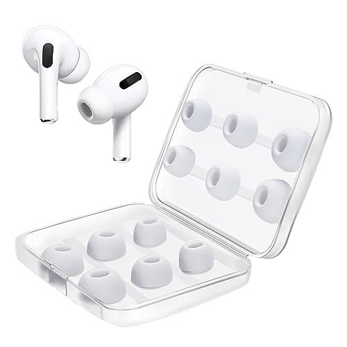 6 Pairs Replacement Ear Tips for AirPods Pro and AirPods Pro 2nd Generation with Noise Reduction Hole, Silicone Earbuds Tips for AirPods Pro with Portable Storage Box (Sizes, S/M/L, White)