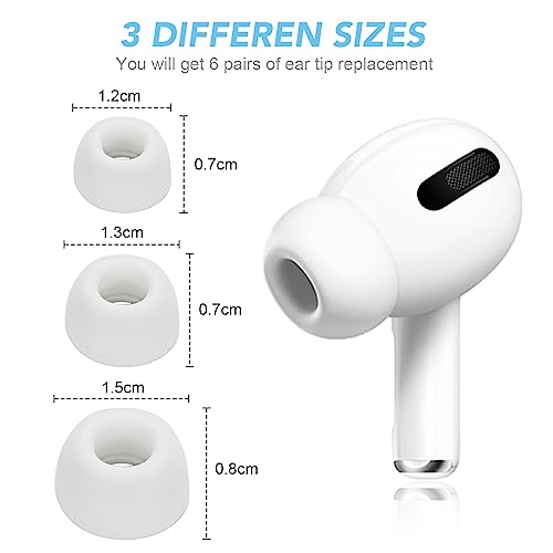 6 Pairs Replacement Ear Tips for AirPods Pro and AirPods Pro 2nd Generation with Noise Reduction Hole, Silicone Earbuds Tips for AirPods Pro with Portable Storage Box (Sizes, S/M/L, White)