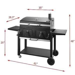 Charcoal Grill Outdoor BBQ Grill, Extra Large Cooking Area 794 Square Inches with Two Individual & Adjustable Charcoal Tray, Foldable Side Tables for Outdoor Cooking Backyard Camping Picnics By DNKMOR
