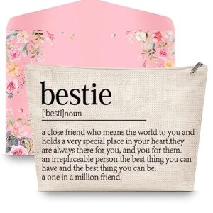 LISEVO Bestie Gifts for Women, Besties Makeup Bag Gift, Cute BestFriend Make Up Bag Presents, Handmade Friendship Cosmetic Bags for Graduation Birthday Valentine Women's Day Easter Christmas