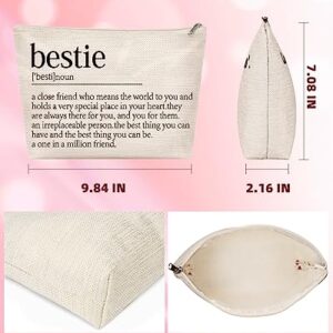 LISEVO Bestie Gifts for Women, Besties Makeup Bag Gift, Cute BestFriend Make Up Bag Presents, Handmade Friendship Cosmetic Bags for Graduation Birthday Valentine Women's Day Easter Christmas