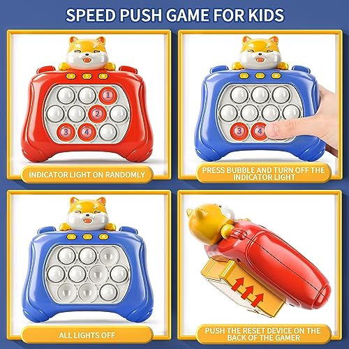 TEMI Handheld Bubble Game for Kids 6-12, Squeeze Sensory Push Bubble Stress Light Up Toy, Birthday Gifts for 6 7 8 9 10 11 12 Year Old Girls & Boys & Teens