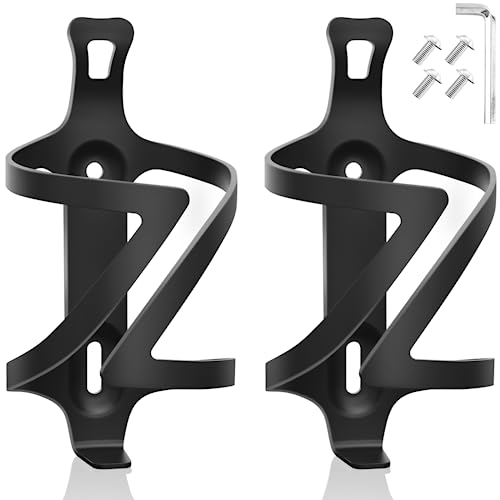 Bike Water Bottle Holder, 2 Pack Bicycle Water Bottle Cage, Aluminum Alloy Bike Cup Holder, Quick and Easy to Install, Great for Road, Mountain and Commuter Bikes