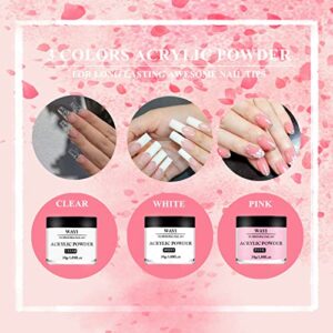 Acrylic Nail Kit - 3PCS 30g Acrylic Powder and 58ml Acrylic Liquid Monomer Set Acrylic Professional Nails Art Kit for Beginners Acrylic Nail Powder Nail Forms Brush Home DIY Extension Carving