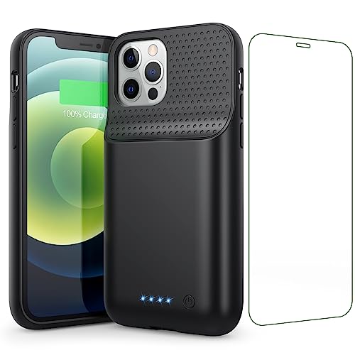 Feob Battery Case for iPhone 12/12 Pro,Upgraded 10800mAh Ultra-Slim Battery Charging Case,Rechargeable Protective Extended Battery Charger Case for iPhone 12/12 Pro (6.1inch)-Black