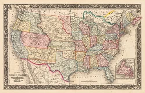 1861 Map of the United States and Territories together with Canada &c.