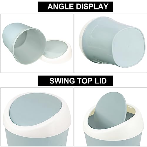 Zhehao 8 Pcs Plastic Mini Wastebasket Trash Can with Swing Lid and 360 Trash Bags Desktop Small Waste Garbage Bin Countertop Tiny Vanity Tabletop Waste Paper Basket for Home, Office, Bedroom, Kitchen