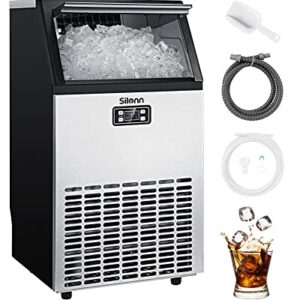 Silonn Commercial Ice Maker Machine, Creates 100lbs in 24H, 33lbs Ice Storage Capacity, Stainless Steel Freestanding Ice Maker with Auto Self-Cleaning for Home Office Bar Parties (SLIM11)