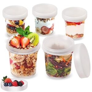 wbktool overnight oats containers with lids - 5 pack 16 oz deli food storage containers - small to go plastic yogurt container for soup, salad, freezer