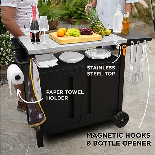 EMBERLI XL Grill Cart Outdoor with Storage - Modular BBQ Cart, Bar Patio Kitchen Island Prep Stand Cabinet