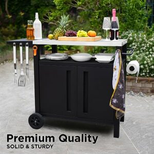 EMBERLI XL Grill Cart Outdoor with Storage - Modular BBQ Cart, Bar Patio Kitchen Island Prep Stand Cabinet