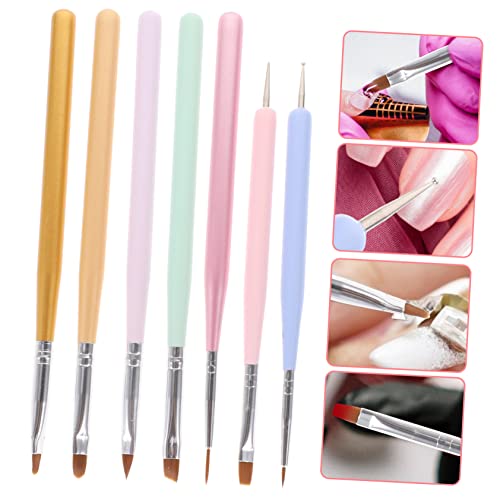 minkissy 7pcs Double-ended Nail Art Pen Pinceles Para Uñas Acrilicas Color Brushes Acrylic Nail Brush Nail Polish Brush Nail Point Graffiti Pen Painting Nail Brushes Nail Art Tool Accessory