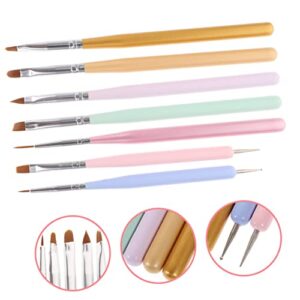 minkissy 7pcs Double-ended Nail Art Pen Pinceles Para Uñas Acrilicas Color Brushes Acrylic Nail Brush Nail Polish Brush Nail Point Graffiti Pen Painting Nail Brushes Nail Art Tool Accessory