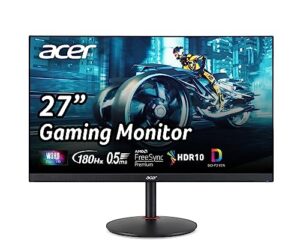 acer nitro 27" wqhd 2560 x 1440 pc gaming ips monitor | amd freesync premium | up to 180hz refresh | up to 0.5ms | dci-p3 95% | 1 x display port 1.2 & 2 x hdmi 2.0 | xv271u m3bmiiprx,black