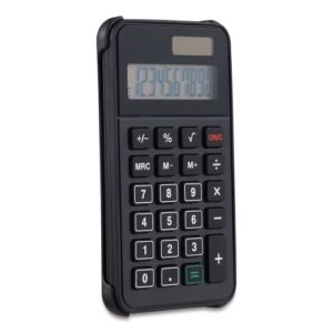 1intheoffice 10 digit pocket calculator, office calculator, dual powered handheld calculator, solar and battery, black, 1 pack