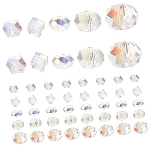 Didiseaon 270 Pcs Transparent Ab Colored Beads Clear Glass Beads Clear Necklace Charm Necklace Bead Bracelet Making Kit Glass Beads for DIY Gemstones and Crystals Bracelets DIY Glass Beads