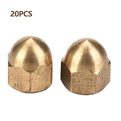 Brass Acorn Nut Kit Dome Brass Acorn Nuts, Silicone Caulking Tool Head Cap Hex Nuts Set Vehicle Fasteners (M4(20PCS))