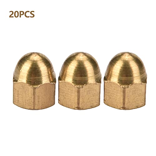 Brass Acorn Nut Kit Dome Brass Acorn Nuts, Silicone Caulking Tool Head Cap Hex Nuts Set Vehicle Fasteners (M3(20PCS))