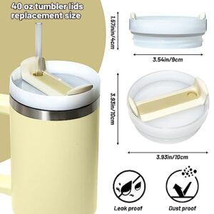 HeyMoly 40 OZ Tumbler Lid Replacement Fit for Stanley, Spill Proof and Splash Resistant Tumbler Covers Fit for Tumbler 40 oz and Coffee Mugs(2 Pack, Cream)