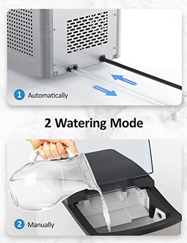 Nugget Ice Maker Countertop, 40lbs/Day, Pebble Ice Maker Machine with Ice Scoop and Basket, Self-Cleaning, Auto Water Refill, Touch Button, Ice Coffee and Cocktails for Indoor/Outdoor