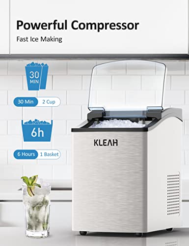 Nugget Ice Maker Countertop, 40lbs/Day, Pebble Ice Maker Machine with Ice Scoop and Basket, Self-Cleaning, Auto Water Refill, Touch Button, Ice Coffee and Cocktails for Indoor/Outdoor